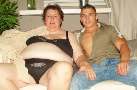 SSBBW sucks a young boy's dick before he slam's his hard cock into her pussy