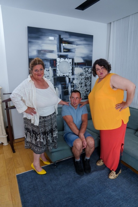 Morbidly obese mature women have a threesome with a younger man