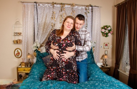 Fat older woman with red hair gets fucked in the ass by her young lover