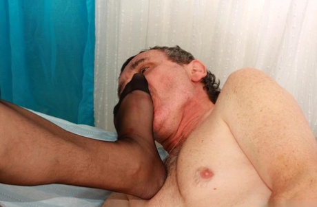 Fatty granny in stockings gives a blowjob and gets fucked hardcore