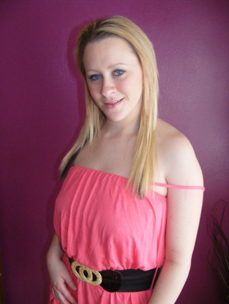 Busty blonde teen Larissa strips naked to show her big tits & her tasty pussy