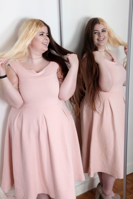 Fat amateur girl Charline doffs her dress and flaunts her big boobs