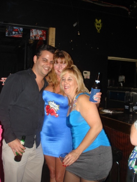 Naughty wife Double Dee & her mature GFs show their titties at a wild party