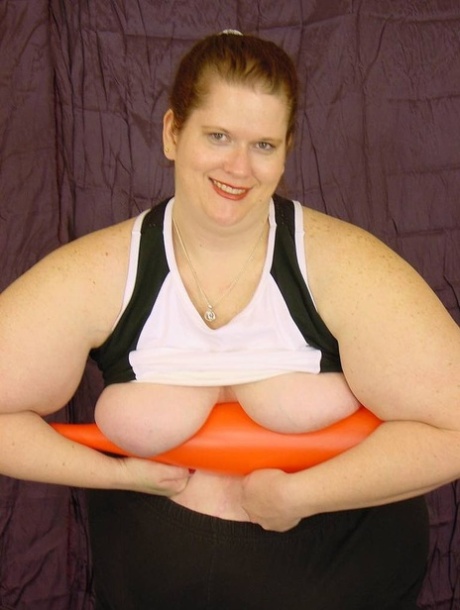 Naughty SSBBW toys her tight shaved pussy with her baseball bat