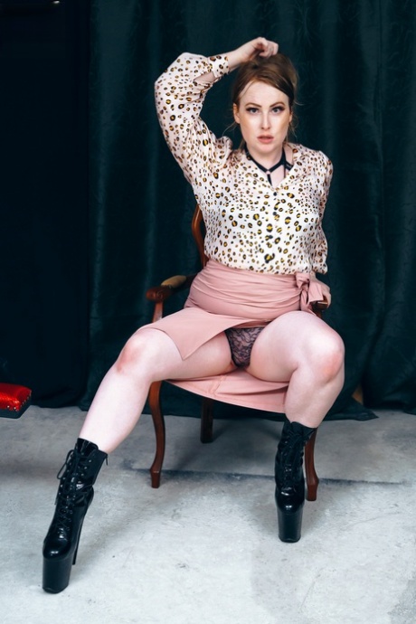Shemale fatty Khaleesi Kate strips naked and plays with her tiny dick