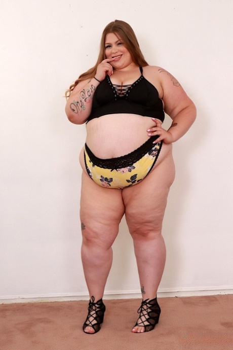 Naughty chubby babe Baby Doll BBW shows her holes and takes a boner