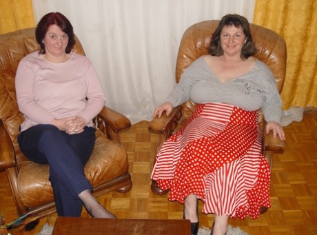 Mature BBW lesbians with hairy cunts queening  pissing on a young lesbian