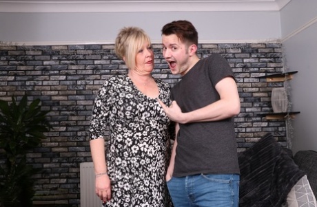 British granny Chantelle unleashes her boobs and teases a teen dick
